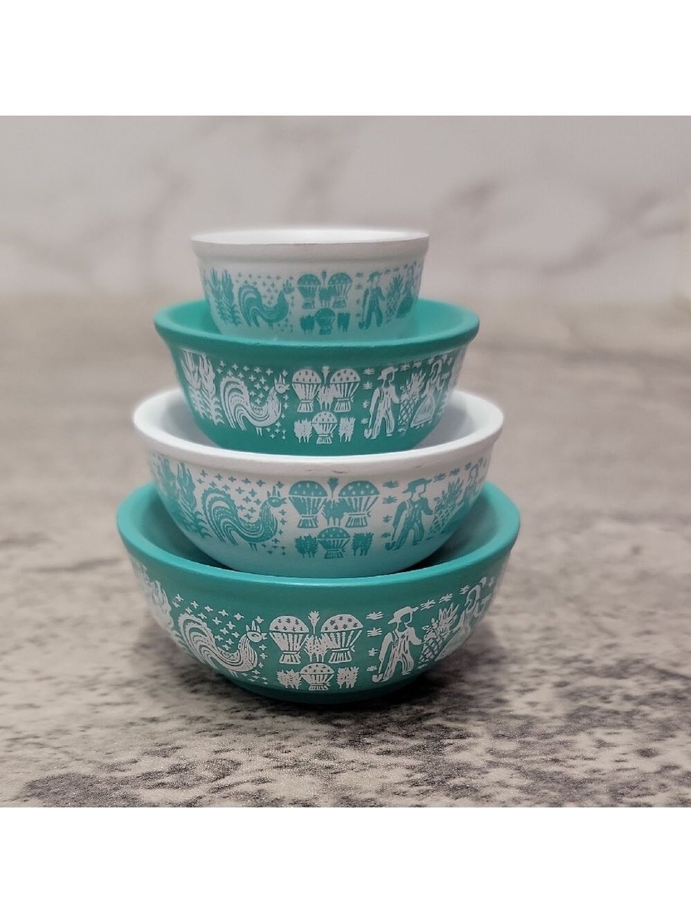 Stackable Butterprint Miniature Pyrex Bowls  Decorative Fidget Toy